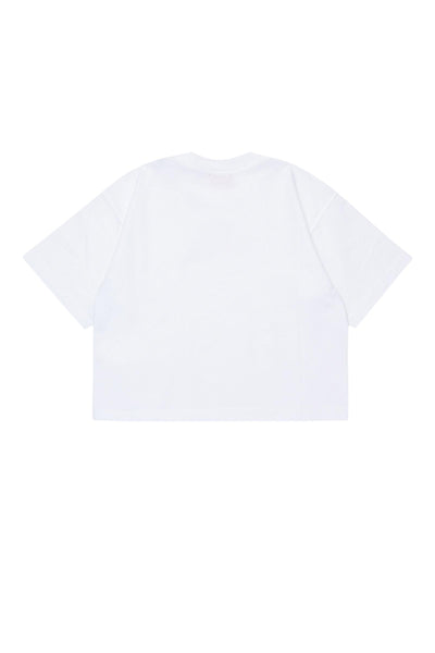 T-shirt cropped bianca con logo per bambina Diesel J02428 K100 