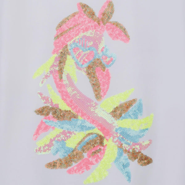 T-shirt bianca con paillettes per neonata e bambina BILLIEBLUSH U21922 10P 