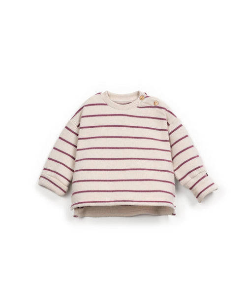Maglia panna a righe melanzana per neonata Play up 2AR11351 R330P 