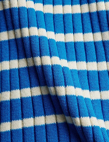 Abito a coste a righe blu e panna per bambina Mini Rodini 2625012160 BLUE 