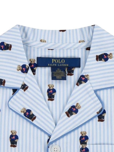 Pigiama cielo e bianco a righe con motivo Bear per bambino Ralph Lauren Kids 9P0139 W20 