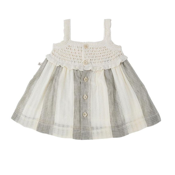 Abito bianco e grigio con motivo a righe per neonata 1+ more in the family FONTCLARA GREY 