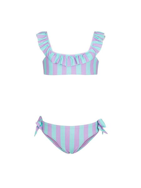 Bikini a righe lilla e verde acqua per bambina F**K FJ26-SG0724X82 FANT 