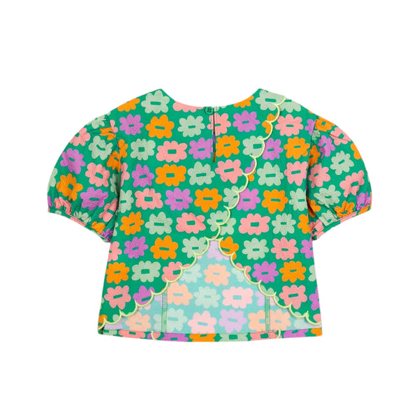 Blusa verde con stampa fiori multicolor per neonata e bambina Jelly Mallow JM2610162 FLOWER 