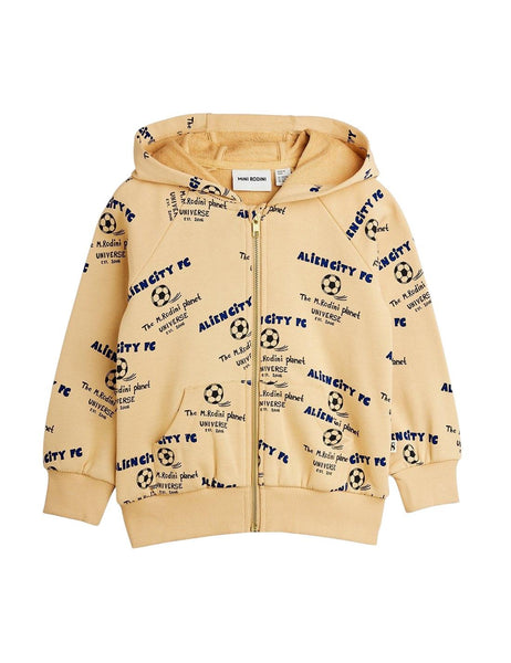 Felpa beige con cappuccio e zip con stampa all over per neonato e bambino Mini Rodini 2622011413 BEIGE 