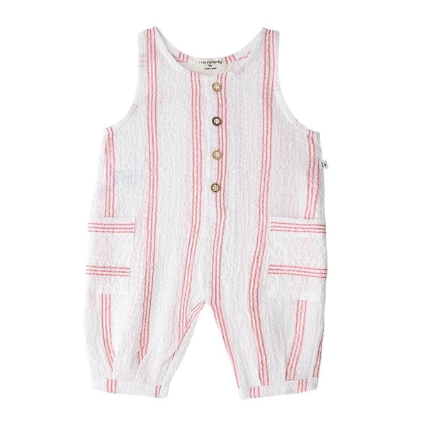 Tuta bianca a righe rosa per neonata 1+ more in the family MONTJOI STRAWBERRY 