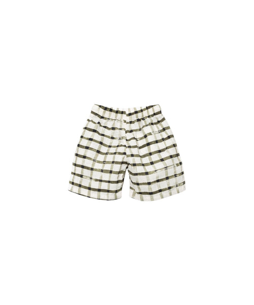 Bermuda bianco a quadri verdi per bambino Play up 3AS11709 E773N 