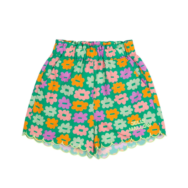 Shorts verde con stampa fiori multicolor per neonata e bambina Jelly Mallow JM2610456 FLOWER 