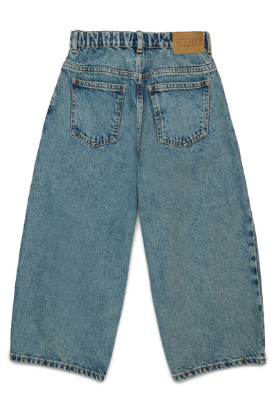 Jean balloon in denim blu medio per bambini MM6 Maison Margiela M60748 M601 