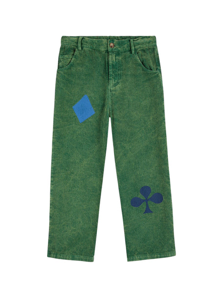 Panalone verde in velluto a coste con stampa per neonato e bambino Bobo Choses B225AC084 UNI 