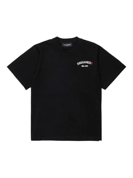T-shirt nera con logo per bambino Dsquared2 DQ3169 DQ900 
