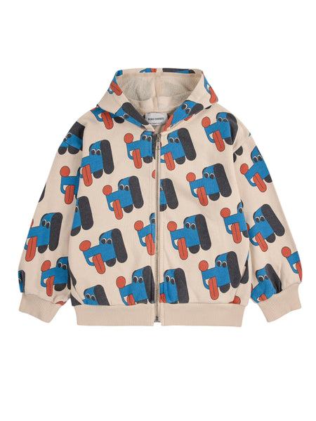 Felpa beige aperta con stampa all over per neonato e bambino Bobo Choses B225AC049 UNI 