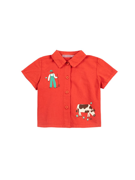 Camicia rossa con stampa all over per neonato Bobo Choses B126AB028 UNI 