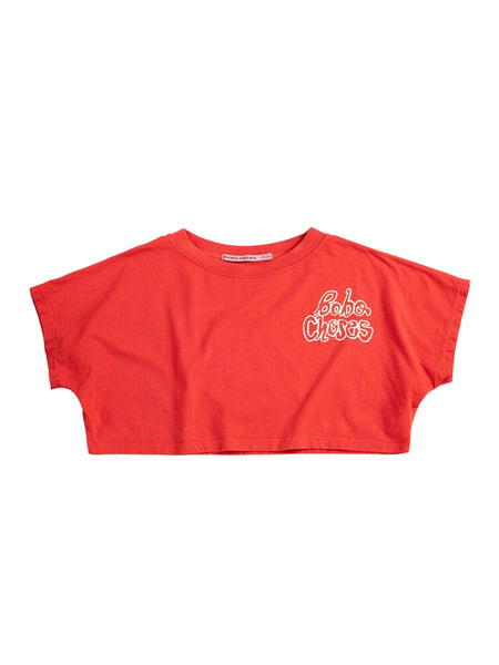T-shirt rossa cropped con logo per neonata e bambina Bobo Choses B126AC139 UNI 