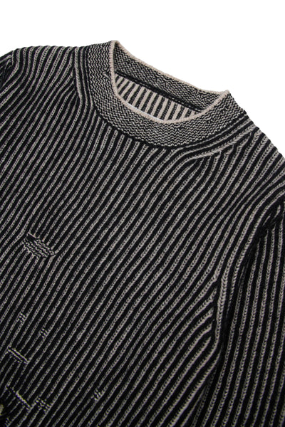 Maglia nera in lana a coste con rotture per bambini MM6 Maison Margiela M60881 M6C39 