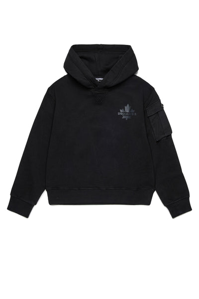 Felpa nero con cappuccio per bambino Dsquared2 DQ2735 DQ900 