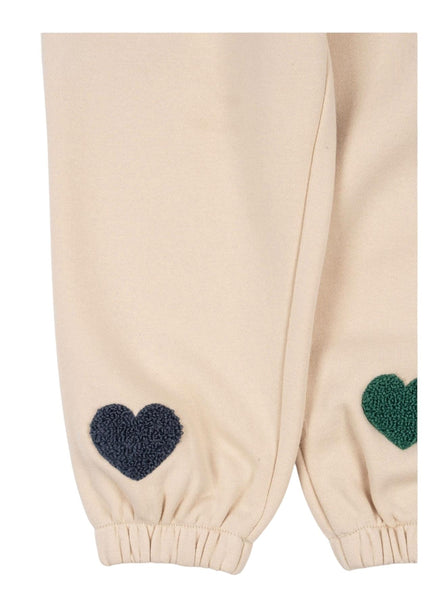 Pantalone in felpa beige con ricami per neonata e bambina Konges slojd KS103870 MULTI HEART 