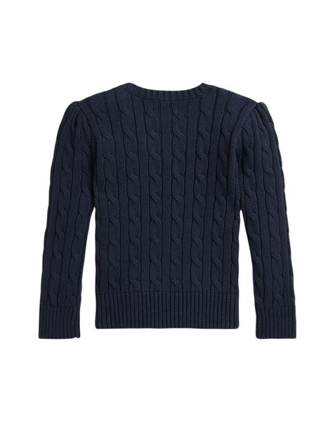 Maglia blu in cotone a trecce con logo per neonata e bambina Ralph Lauren Kids 312901316009 NAVY 