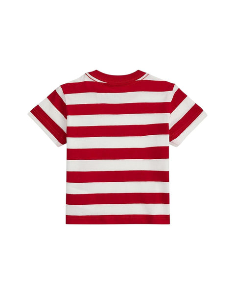 T-shirt a righe rosse e bianche con logo per neonati Ralph Lauren Kids 320A95726001 RED/WHITE 