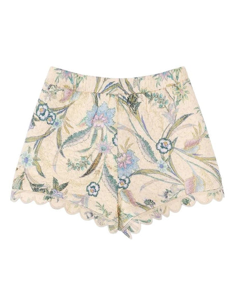 Shorts beige trapuntati con stampa floreale per bambina Zimmermann 7410ASS262 CSCFL 