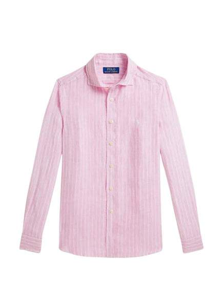 Camicia in lino a righe rosa e bianche per bambino Ralph Lauren Kids 323A13343001 PINK/WHITE 