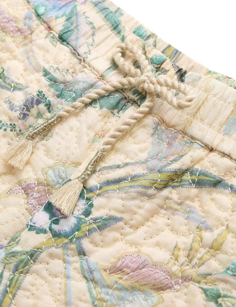 Shorts beige trapuntati con stampa floreale per bambina Zimmermann 7410ASS262 CSCFL 