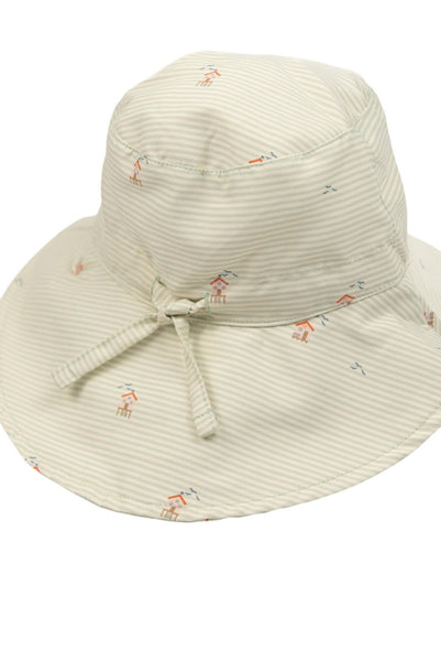 Cappellino da mare a righe bianche e verdi per neonato Bamboom 983 BEACH DAYS 