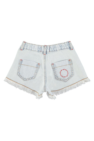 Shorts in denim chiaro per neonata e bambina Piupiuchick SS26.MN2609 DENIM 