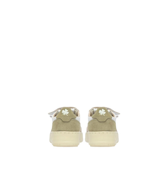 Sneakers in pelle bianca e suede verde e beige per bambini Autry KILK 3U05 