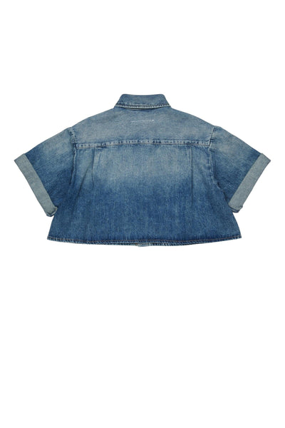 Camicia in denim blu con logo per bambina MM6 Maison Margiela M60763 M601 