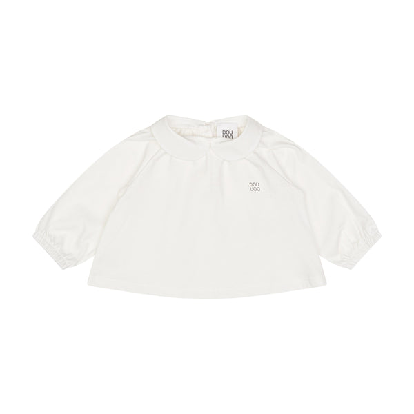 T-shirt bianca con colletto per bambina Doudou DY8000 101 