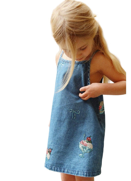 Abito in denim blu con paillettes per neonata e bambina Konges slojd KS104975 GELATO 