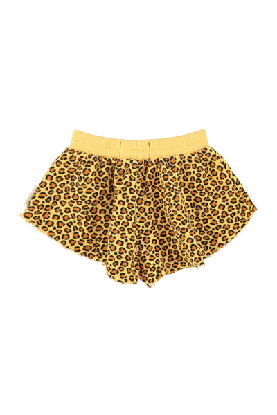 Shorts giallo con stampa animalier all over per neonata e bambina Piupiuchick SS26.FLP2609 MUSTARD 