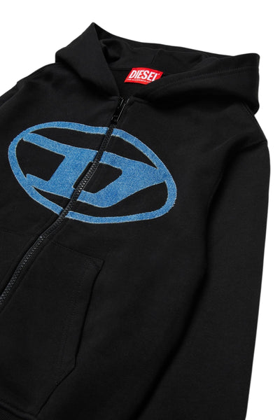 Felpa aperta nera con logo per bambino Diesel J02622 K900 