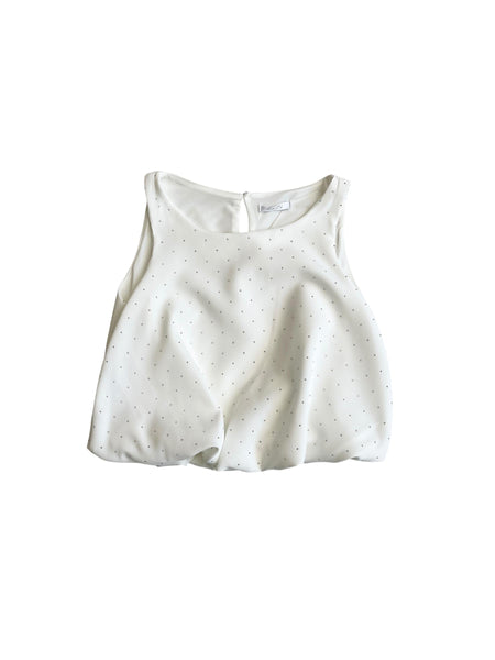 Blusa latte con strass applicati per bambina Lulù by Miss Grant LL4274 LATTE 
