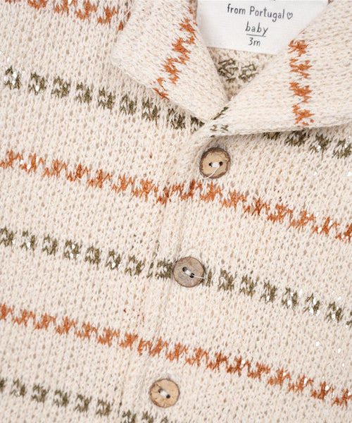 Camicia beige in maglia a righe per neonato Play up 1AS11250 R367G 