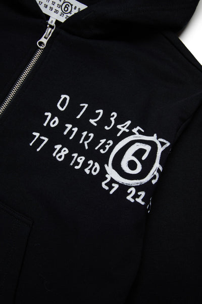 Felpa aperta nera con logo per bambini MM6 Maison Margiela M60872 M6900 