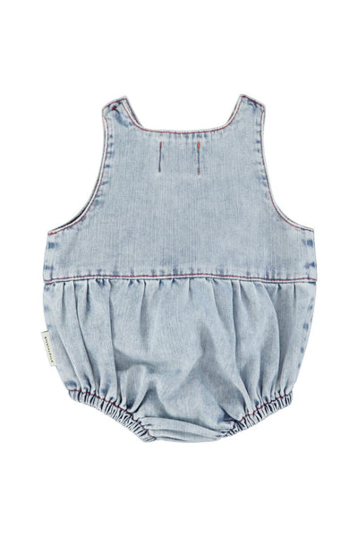 Pagliaccetto in denim blu per neonata Piupiuchick SS26.BB2602 DENIM 