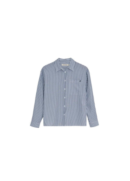 Camicia bianca a righe blu per bambina The New Society ALHELI SHIRT SUMMER MIDNIGHT 