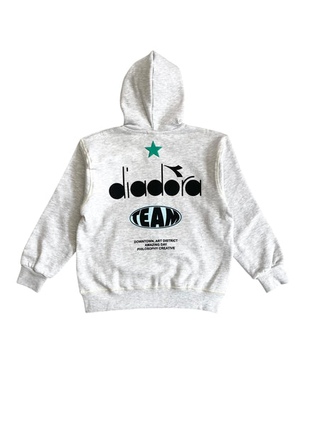 Felpa aperta grigia con stampe per bambino Diadora F5DIJBZH001 101 
