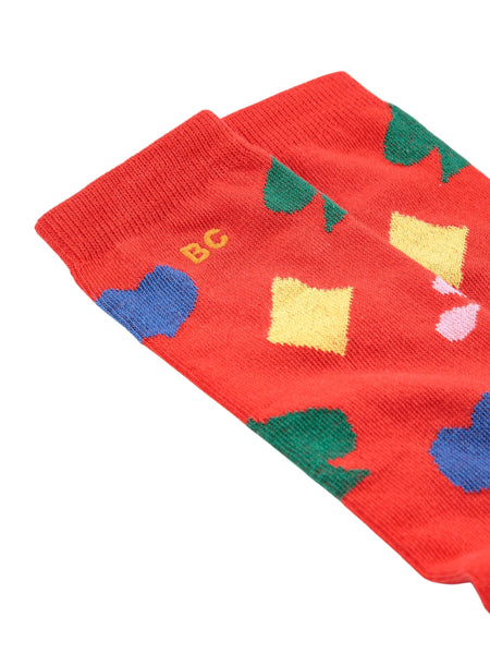 Calzino rosso con stampa all over per neonata e bambina Bobo Choses B225AI013 UNI 