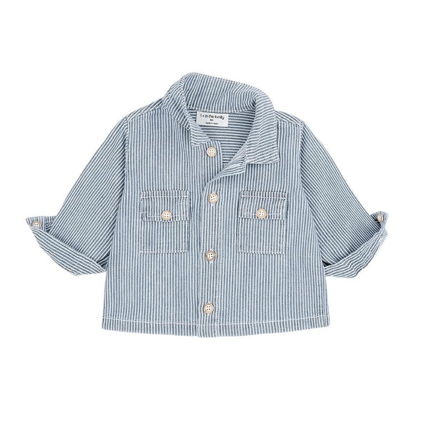 Camica color denim a righe bianche per neonato 1+ more in the family ARTA DENIM 