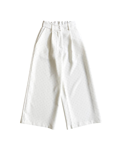 Pantalone latte con strass all over per bambina Lulù by Miss Grant LL4146 LATTE 