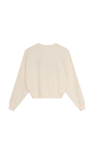Felpa panna con logo per bambina The New Society MAZUS SWEATER ECRU 