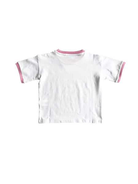 T-shirt bianca con dettagli rosa per bambina Hinnominate 3646M00347 FLAMINGO 