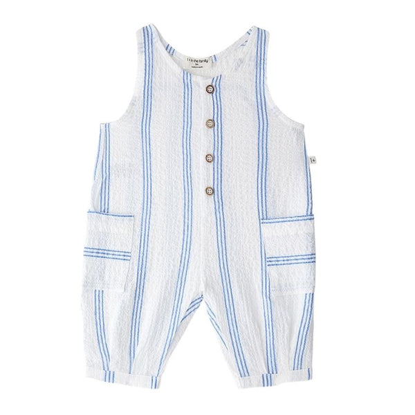 Tutina bianca a righe blu per neonato 1+ more in the family MONTJOI ULTRAMARINE 