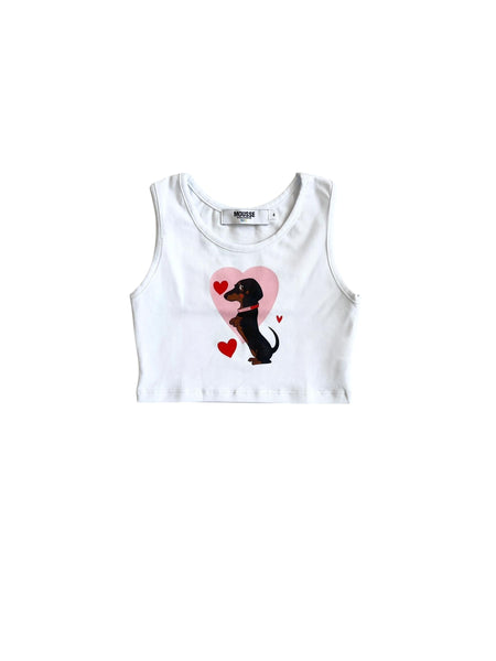 Top bianco con stampa per neonata e bambina Mousse kids LKTC130W BASSET 