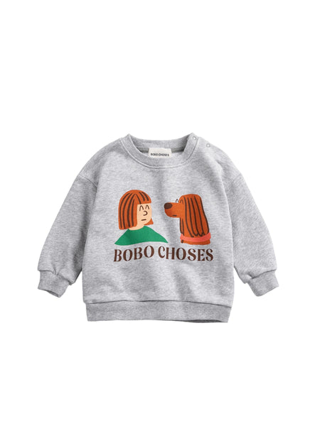 Felpa grigia con stampa per neonati Bobo Choses B126AB030 UNI 