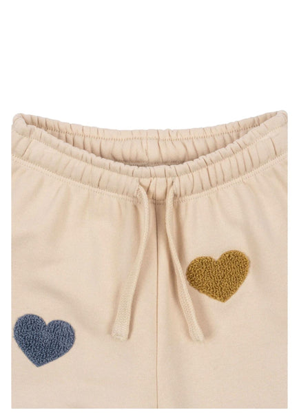 Pantalone in felpa beige con ricami per neonata e bambina Konges slojd KS103870 MULTI HEART 