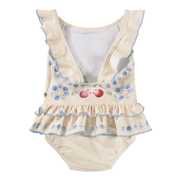 Costume intero beige con motivo conchiglie per neonata Molo NALANI 5218 